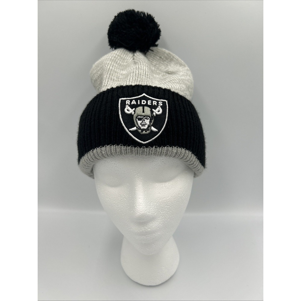 Raiders '47 Brand Las Vegas Knit Winter Hat Beanie Cap Sideline NFL Pom Gray